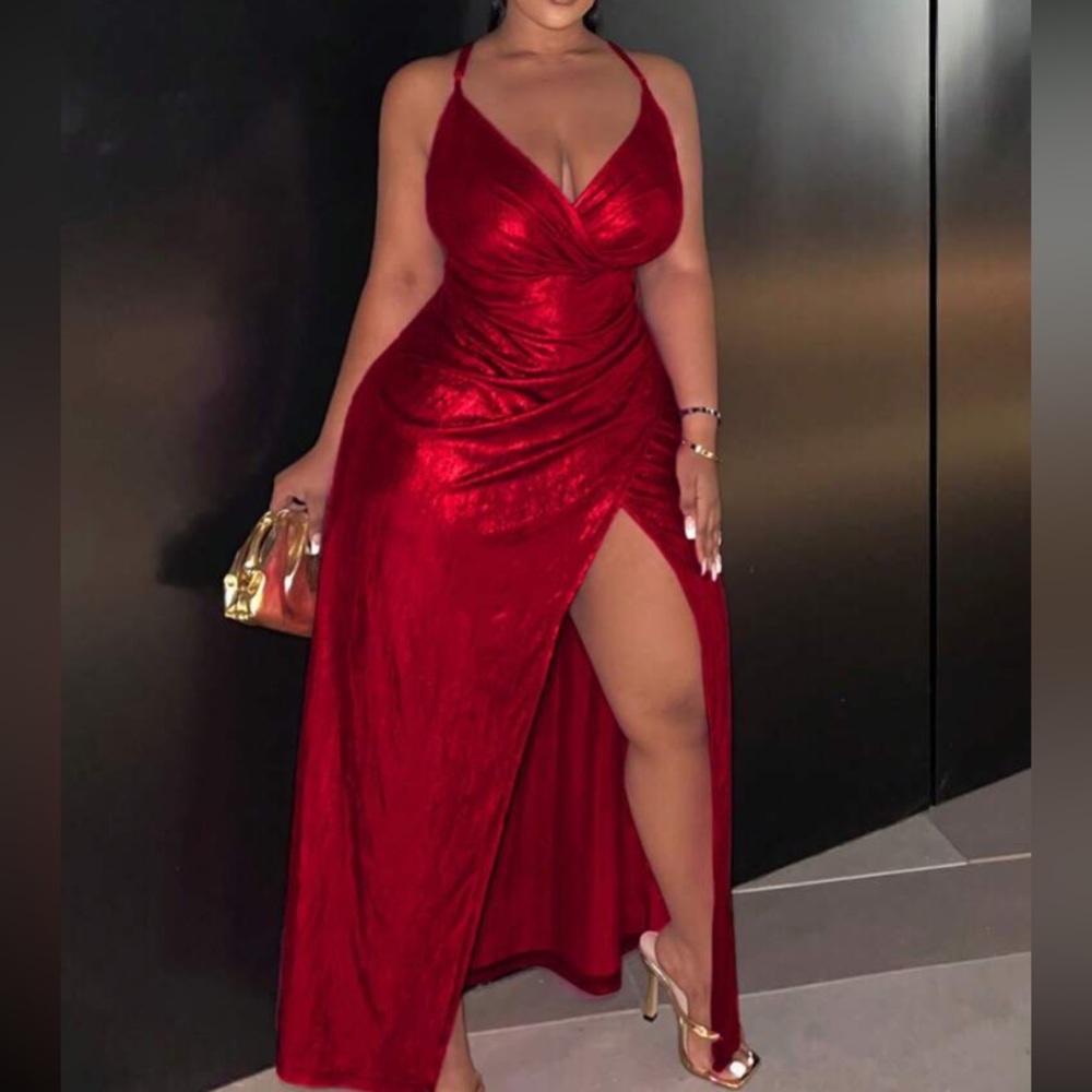 Luxe slit thigh party formal dress - Picture 5 of 5